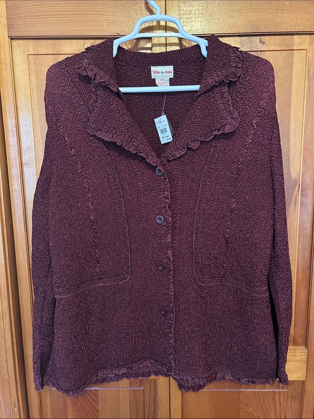 Toffee Apple Burgundy Crinkle Cardigan Jacket Plus XXXL NWT • Whimsigoth Vintage